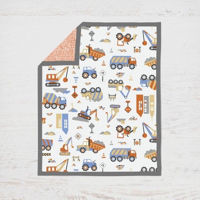 Blue and Orange Cotton Reversible Baby Boys' Crib Bedding Set