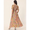 Seta T Women's Floral Short Flutter Sleeve V Neck Smocked High Waist Flowy Maxi Dress - 4 of 4