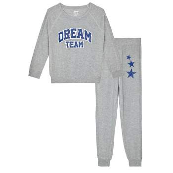 Pack of 2 Nature Pyjamas in Velour for Boys - blue dark solid with  design, Boys