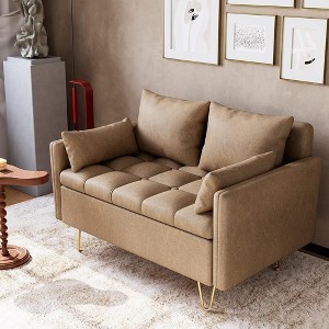 Whizmax 44”W Faux Leather Loveseat Sofa, Couch with Heavy Duty Frame and Comfortable Cushion for Living Room or Office Space - 1 of 4