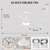 52 Inches White Ceiling Fan with Plywood Blades - 2 of 4