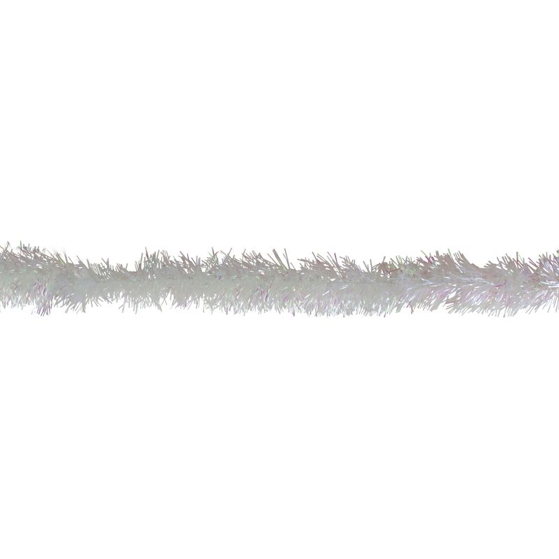 Northlight 50' x 3" Unlit Shiny Iridescent White Foil Tinsel Christmas Garland, 3 of 5