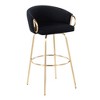 30" Velvet Swivel Barstool with Metal Frame and Round Footrest for Kitchen or Home Bar - 2 of 4