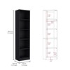 SEVOBAL Decorative Bookshelf 5 Tier Bookcase Slim Design for Efficient Storage and Display for Living Room or Office, Black, 17.7"*11.8"*71.1" - 3 of 4