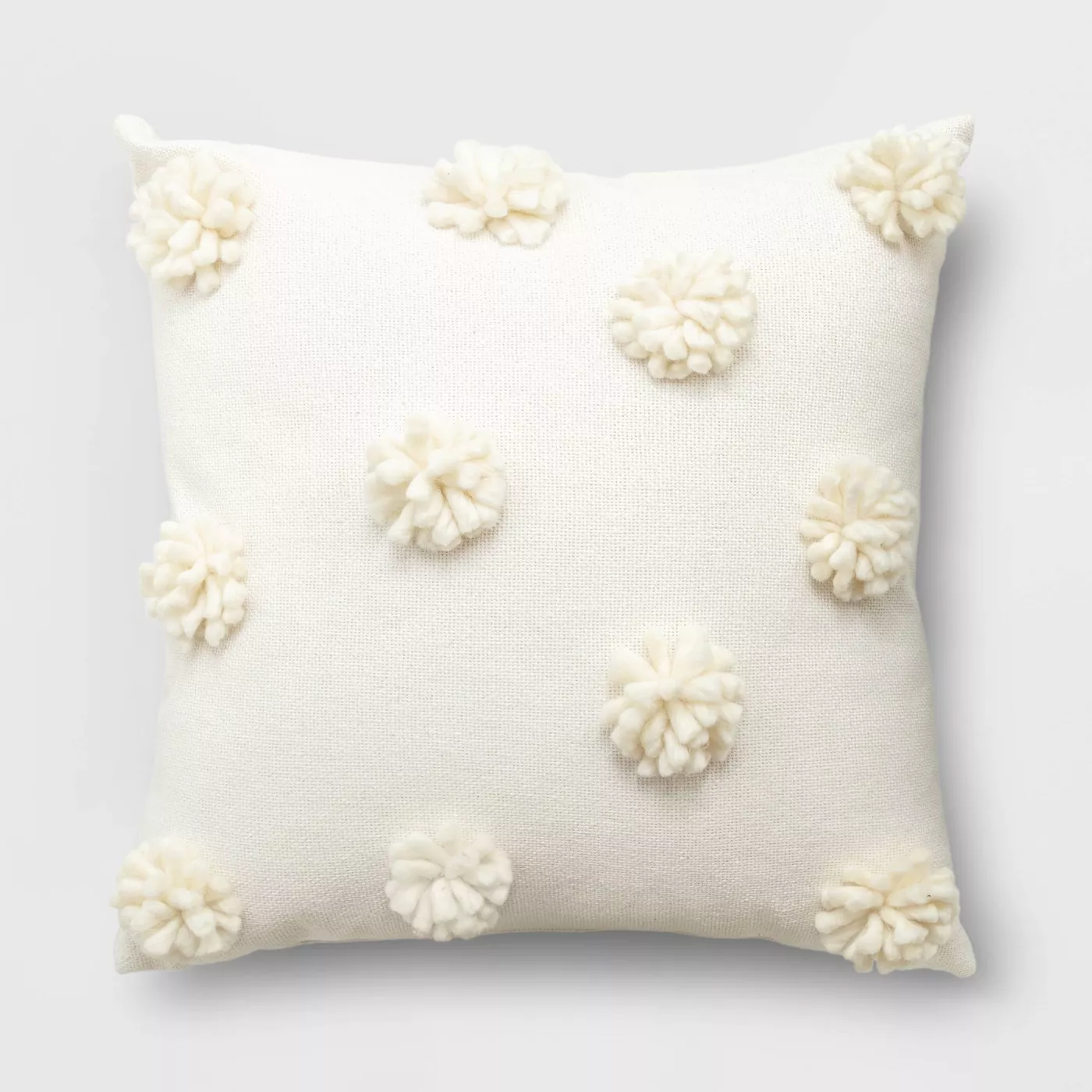 Pom-Pom Square Throw Pillow Cream - Opalhouse™ - image 1 of 8
