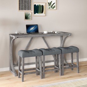 LOVMOR Farmhouse Counter Height Dining Table Set, Bar Table and Chairs Set for Living Room, Dining Room - 1 of 4