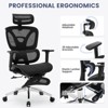 Ergonomic Office Chair with Footrest, Reclining High Back Mesh Office Chair with Dynamic Lumbar Support, Swivel Task Chair - 3 of 4