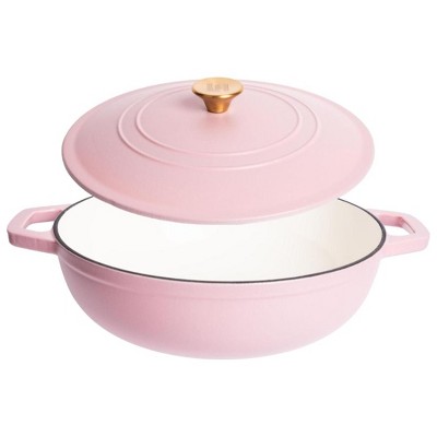Matte Pink Enameled Cast Iron 5 Qt. Round Braiser with Lid