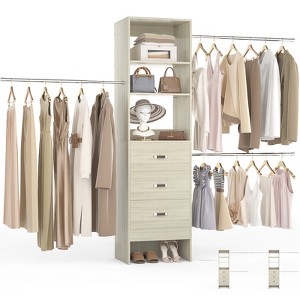 Besiost 96-In Closet Organizer with Wood Drawers,Closet System with Adjustable Hanging Rods - 1 of 4