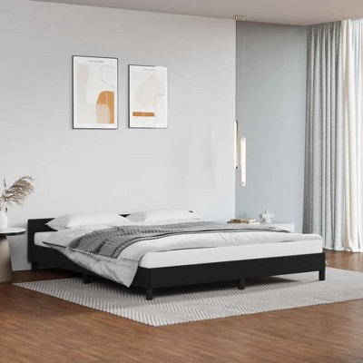 vidaXL King-Size Bed Frame with Headboard, Luxurious Black Faux Leather Finish