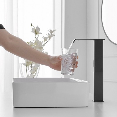 Matte Black Touchless Vessel Sink Faucet with Pop Up Drain