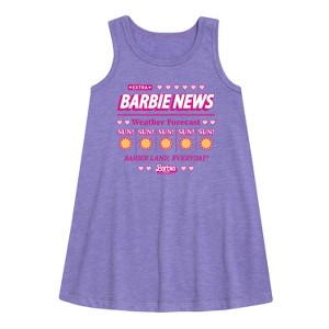 Girls' - Barbie - Barbie News Weather Forecast Sun! Everyday Graphic Sleeveless Aline Dress - 1 of 3