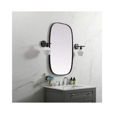 Black Metal Frame Oval Wall Mirror 24 x 40 Inch