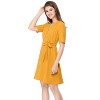 INSPIRE CHIC Women's Short Sleeve V Neck Belted A Line Dress - 4 of 4