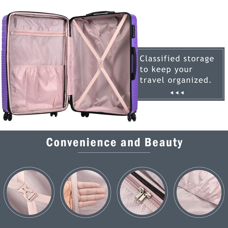 3 PCS Expandable ABS Hard Shell Luggage Set with Spinner Wheels and TSA Lock 20''24''28'' 4M - ModernLuxe, 5 of 11