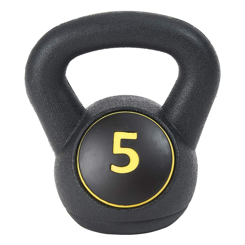 BalanceFrom Set of 3 Vinyl Ergonomic Wide Kettlebell Exercise Workout Fitness Weights for Balance and Strength Training, 5, 10, and 15 Pounds, Black, 4 of 7