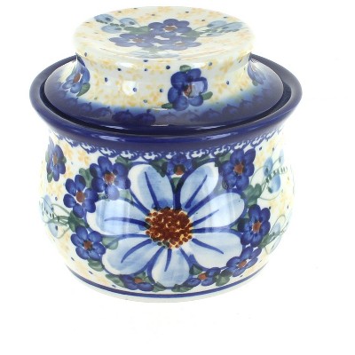 Blue Rose Polish Pottery Daisy Surprise French Butter Dish