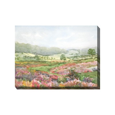Cottage Garden West of The Wind Misty Moors Colorful 40 x 30 Inch Waterproof Gallery Wrapped Canvas, Outdoor Garden, Yard, Patio All Weather Hanging