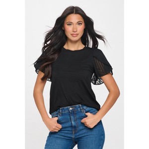 WEST K Women's Serena Crew Neck Georgette Tulip Sleeve T-Shirt - 1 of 4