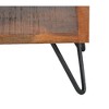 22" Textured Cube Shape Wooden Nightstand with Angular Legs Brown/Black - The Urban Port: Bedside Table with Storage, Metal Frame - 4 of 4