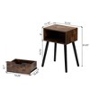 Sandinrayli Set of 2 Mid-Century Industrial Nightstand with 1 Drawer for Bedroom, Living Room, or Office, Rustic Brown - 2 of 4
