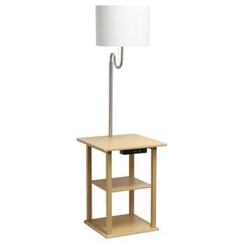 57" Modern 2-Tier End Table Floor Lamp Combination with 2 USB Charging Ports and Power Outlet - Simple Designs