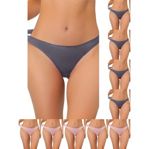 INSPIRE CHIC Women's Unlined Satin Invisible Bikini Comfortable No-Show Thongs 10 Packs - 1 of 4