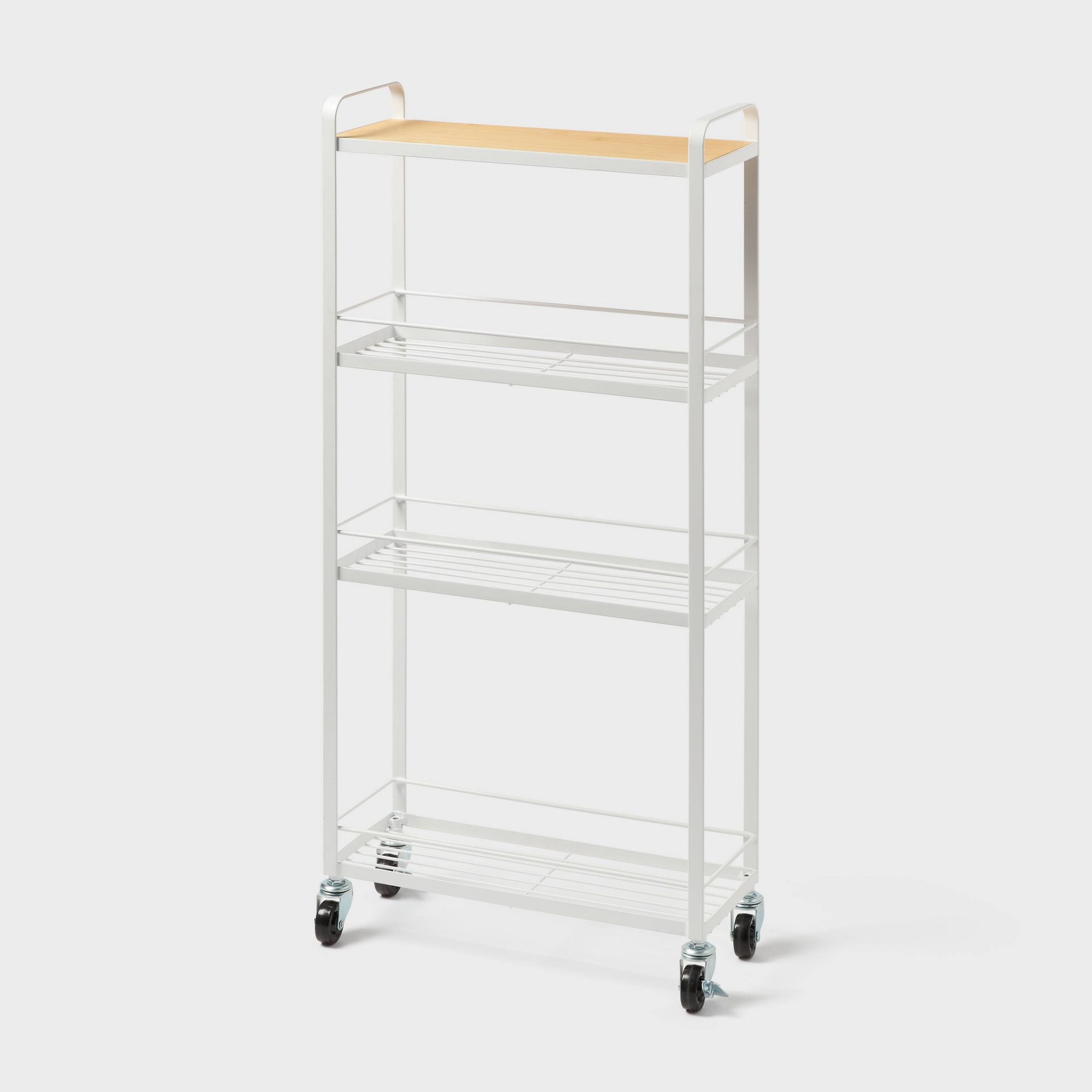 Skinny Storage Cart White with Natural Wood - Brightroom™