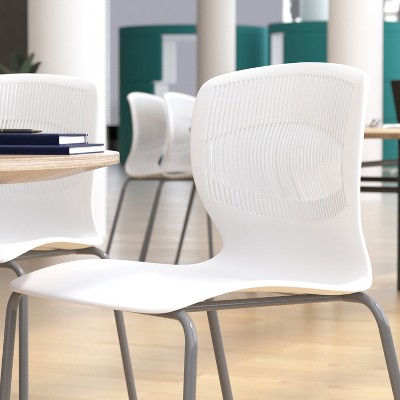 White Armless Metal Stacking Reception Chairs, Set of 5