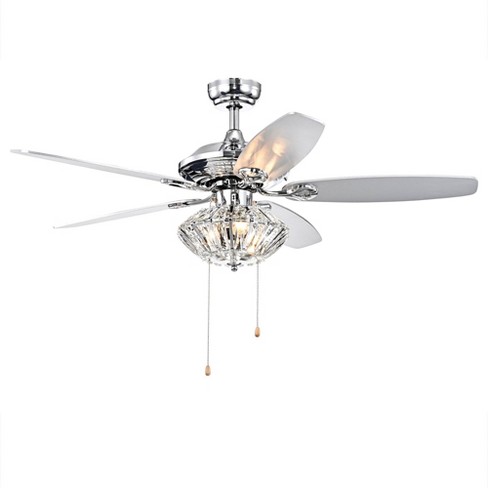 Makore Chrome 52" Lighted Ceiling Fan w/ Crystal Shade Remote Control 