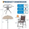 6 Pieces Outdoor Dining Set With Umbrella, Patio Table and 4 Folding Chairs With Umbrella, Garden Patio Furniture Set With Umbrellas, for Patio - 4 of 4