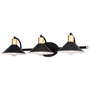 Vaxcel Akron 3 - Light Vanity in  Matte Black/Natural Brass - 1 of 4