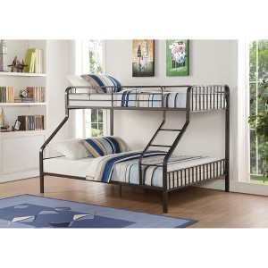 Twin XL Over Queen Metal Bunk Bed with Rails and Ladder - 1 of 4