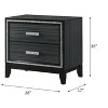 Gulches 26 Inch Tall Nightstand in Black with Silver - Accented Lines, 2 Drawers, Supported by Wooden Legs - 3 of 4