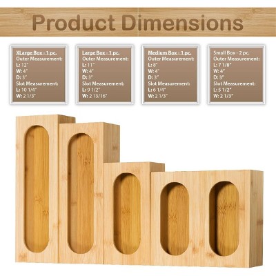 Bartnelli 5pc Bamboo Kitchen Drawer Organizer – Labeled for Gallon, Quart, Sandwich, Snack Bags — фото 3