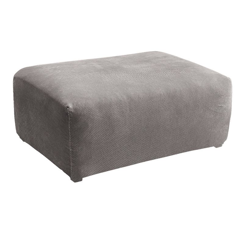 Stretch Pique Oversized Ottoman Slipcover Flannel Gray - Sure Fit, 2 of 4