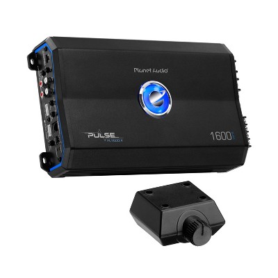 Planet Audio Pulse 1600 Watt 4 Channel 2 to 8 Ohm Full Range Class A/B Car Audio Amplifier with Remote Subwoofer Control and Thermal Protection