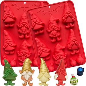 JDICTION Christmas Gnome Silicone Molds, 2pcs Chocolate Candy Molds with 10 Cavities for Baking, Soap, Jello, Candles, Cake & Resin Crafts - 1 of 4