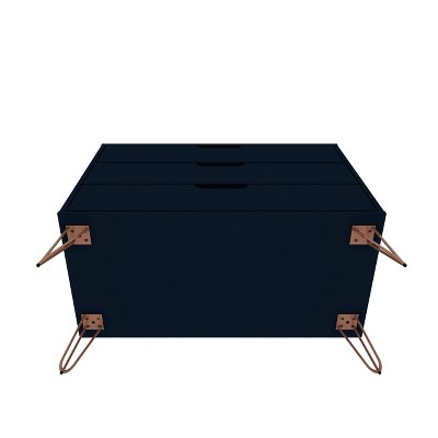 Set of 2 Midnight Blue 3-Drawer Dressers with Hairpin Legs