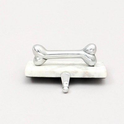 TopComfy Decorative Object Marble and Matte Polish Dog Bone Stocking Holder Stylish Accent for Holiday Decor, Silver, 4.5"*6"*3"