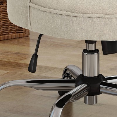 Light Brown Tufted Fabric Swivel Desk Chair with Chrome Base
