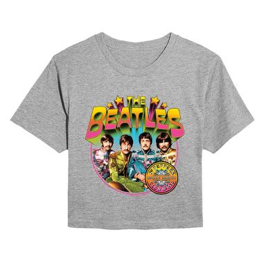 Women's The Beatles Sgt. Pepper Cropped Graphic T-Shirt - Heather