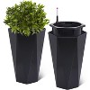22.5 Inch Tall Planters Set of 2, Self Watering Plant Pots with Water Level Monitor, Outdoor Planters with Wheels, Indoor Flower Pots - 2 of 4