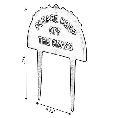 Black Decorative Cast Iron Please Keep Off Grass Yard Sign