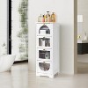 Freestanding Bathroom Floor Cabinet with 4 Drawers, Small White Wooden Storage Organizer, 11.8" x 11.8" x 33.1", Slim Storage Cabinet for Bathroom - 2 of 4