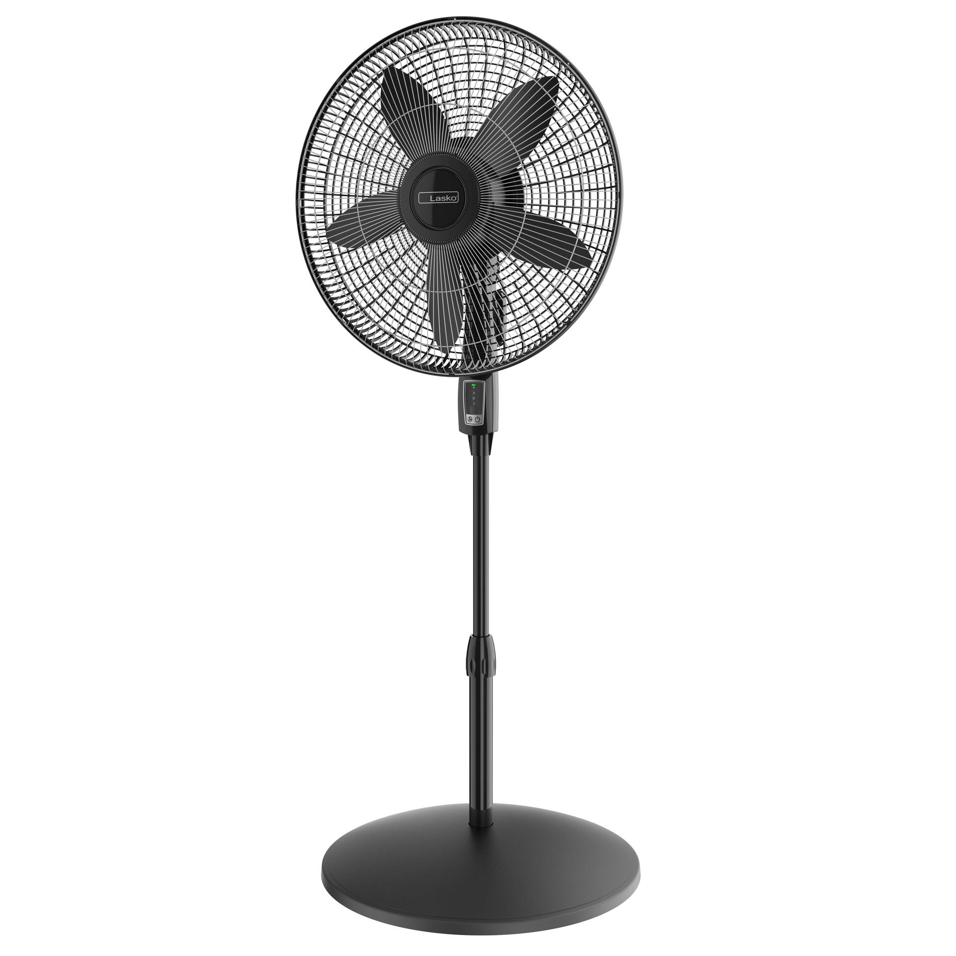 Lasko 18" Stand Oscillating Fan Black: Adjustable Height, Remote Control, 4 Speeds, Indoor Use, ETL Listed