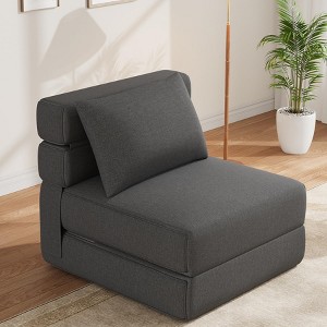 Folding Sofa Bed With Upgraded Pillow, Convertible Sleeper Chair- Modern Comfortable Sofa Bed Linen Fabric - 1 of 4