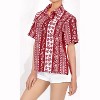 LA LEELA Womens Button Down Short Sleeve Summer Short Sleeve Tops Hawaiian Club party Casual Dress Shirt for Women - 2 of 4