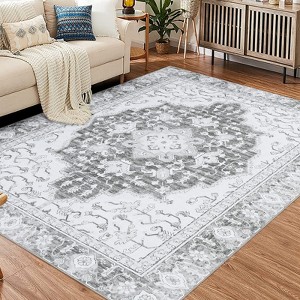 Non-Slip Vintage Washable Rug | Ultra-Thin Low Pile Carpet for Living Room, Bedroom, Dining Table & Office - 1 of 4