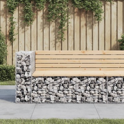 vidaXL Patio Bench Gabion Design 48 in.x28 in.x25.8 in. Solid Wood Pine